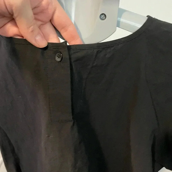 Madewell Item NL647 Plus Poplin Puff-Sleeve Cutout Crop Top size small - black - Picture 6 of 11